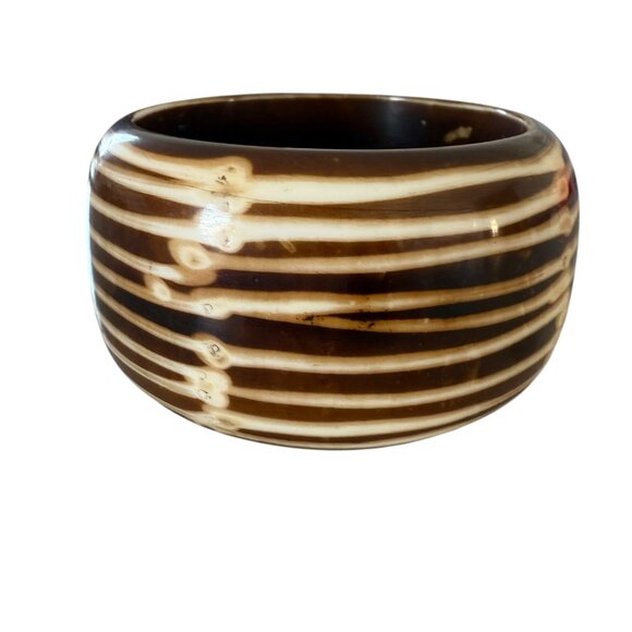 Monies Chunky Animal Print Bangle Bracelet statement unsigned Brown - Picture 5 of 10